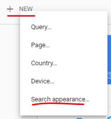 Botón nuevo en search console