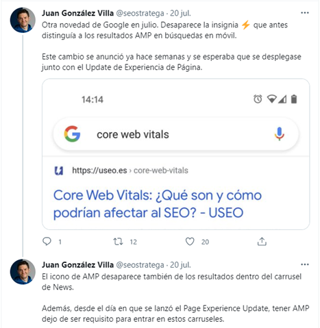 Tweet de Juan González Villa sobre insignia AMP