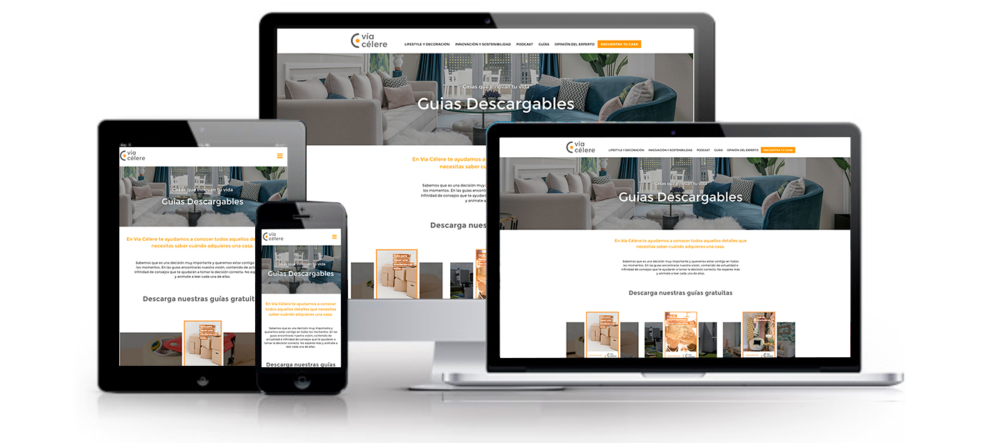 Mockup multidispositivo web de Vía Célere